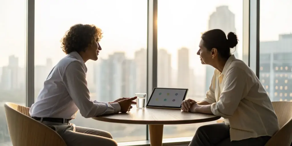 A counselor helps a patient find a 30 day rehab program.